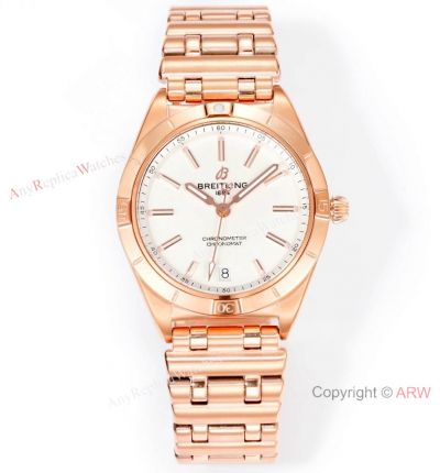 New! Swiss Clone Breitling Chronomat 36 BLS Ultra-slim 2824 Rose Gold Rouleaux Bullet Strap
